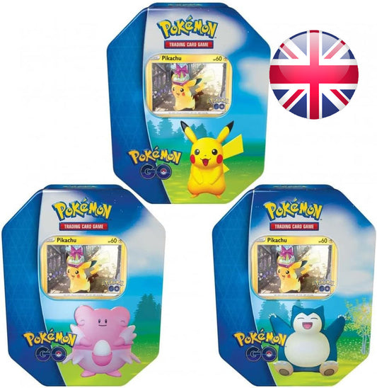Pokémon Go - Lata Pikachu, Snorlax, Blissey - Inglés